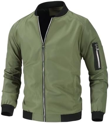 Mens Lightweight Bomber Jacket Casual Windbreaker Zip Up Coa...