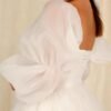 Women's Short Long Sleeves Wedding Dresses for Bride Tulle M...