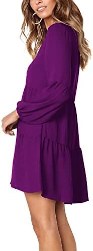 Amoretu Womens Tunic Dress Long Sleeve V Neck Casual Loose F...