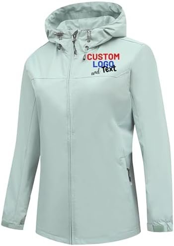 Womens Rain Jacket Custom with Logo Text Personalized Lightw...