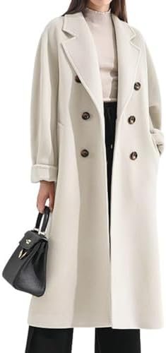 chouyatou Women's Winter Double Breasted Wool Coat Business ... chouyatou Women's Winter Double Breasted Wool Coat Business ...