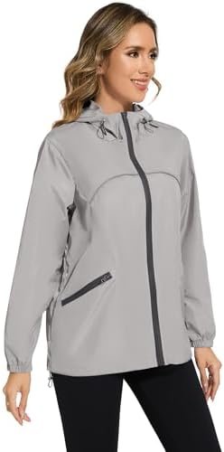 Avoogue Waterproof Jacket with Hood Packable Raincoats for W...