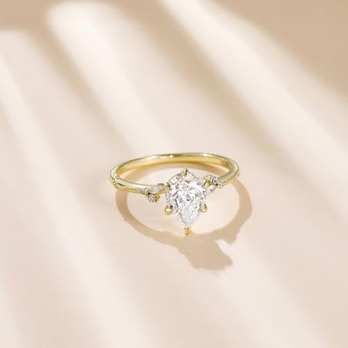 EAMTI 2CT 925 Sterling Silver Engagement Rings Pear Cut Wedd...