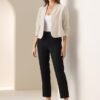 Allegra K Ruched 3/4 Sleeve Blazer Jacket for Women's Open F...