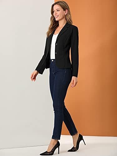 Allegra K Women's Work Office Blazer Stretch Lapel Collar Lo...