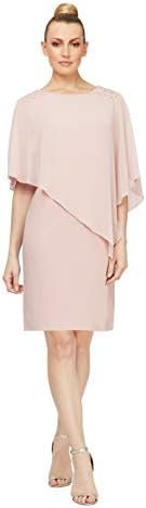 S.L. Fashions Women's Short Sheath Capelet Gown with Asymmet...