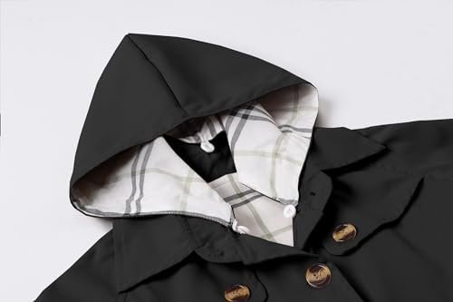 Cromoncent Girl's Waterproof Hoodie Trench Coat Cute Dress C...