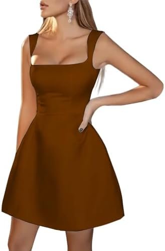 Square Neck Satin Homecoming Dresses for Teens Short A Line ...