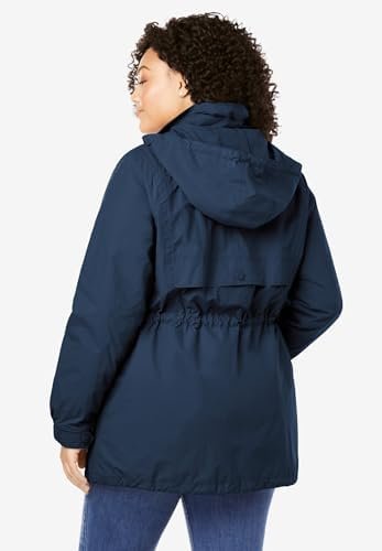 Woman Within Women's Plus Size Fleece-Lined Taslon Anorak