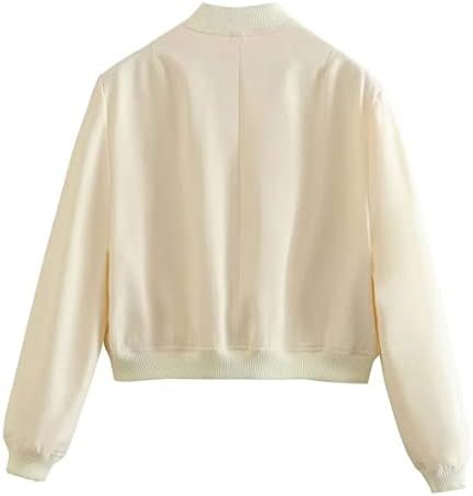 Bozanly Women's Stand Collar Button Down Cropped Shacket Jac...