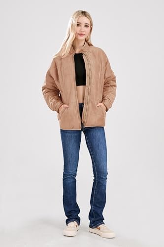 utcoco Women's Causal Lightweight Jacket Stand Collar Long S...