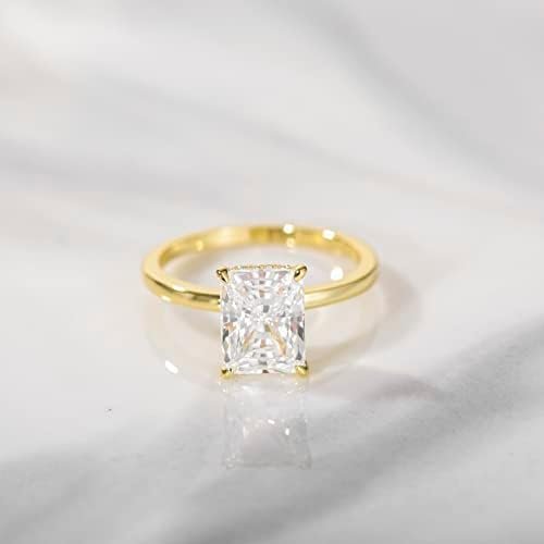 EAMTI 3CT 925 Sterling Silver Engagement Rings Radiant Cut S...