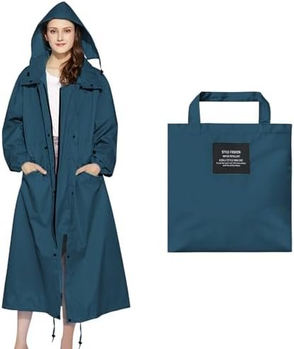 Womens Long Raincoats Waterproof Rain Jacket Lightweight Bre...