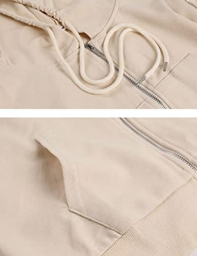Hooever Womens Cute Workout Cropped Zip Up Drawstring Hoodie...