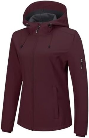 Outdoor Ventures Women's Softshell Jacket with Hood Fleece L...