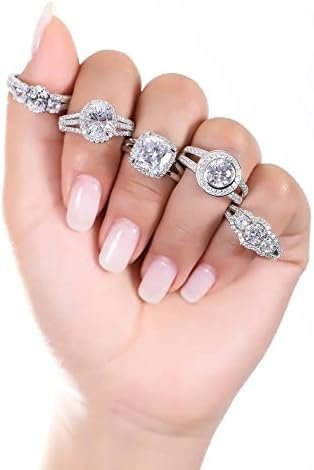 BERRICLE Sterling Silver 3-Stone Wedding Engagement Rings 0....