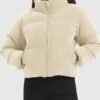 Flygo Womens Cropped Corduroy Puffer Jacket Winter Jackets W...