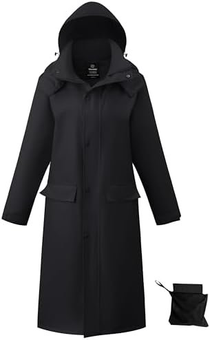 wantdo Long Rain Coat for Women Waterproof Raincoat with Hoo...