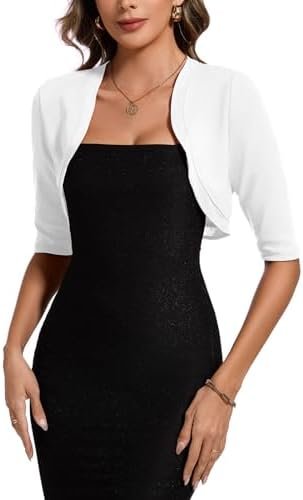 MINTLIMIT Women's Bolero Shrug Top 3/4 Sleeve Open Front Cro...