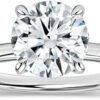 Round Moissanite or Lab Grown White Diamond Classic Solitair...