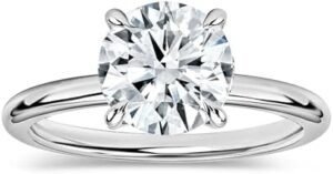 Round Moissanite or Lab Grown White Diamond Classic Solitair... Round Moissanite or Lab Grown White Diamond Classic Solitair...