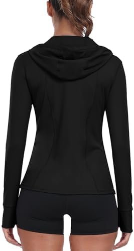 Women's Hooded Athletic Full Zip Workout Jacket With Pockets...