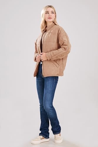 utcoco Women's Causal Lightweight Jacket Stand Collar Long S...