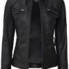 Blingsoul Brown Leather Jacket Women - Cafe Racer Black Wome...