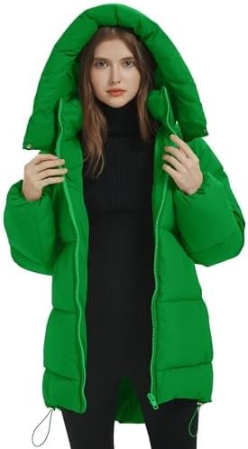 Flygo Womens Hooded Quilted Puffer Jacket Mid-Length Padded ...