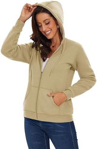 MAGCOMSEN Womens Zip Up Hoodies Sherpa Lined Fleece Thermal ...