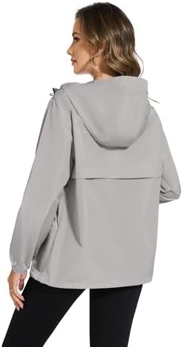 Avoogue Waterproof Jacket with Hood Packable Raincoats for W...