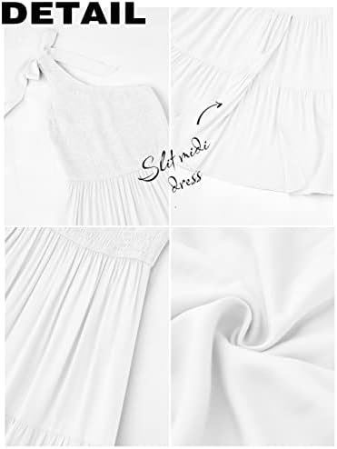 MEROKEETY Women's Summer One Shoulder Sleeveless Knot Smocke...