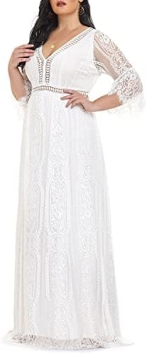 Plus Size Wedding Dress Boho - Maxi Bridal Shower Bohemian F...