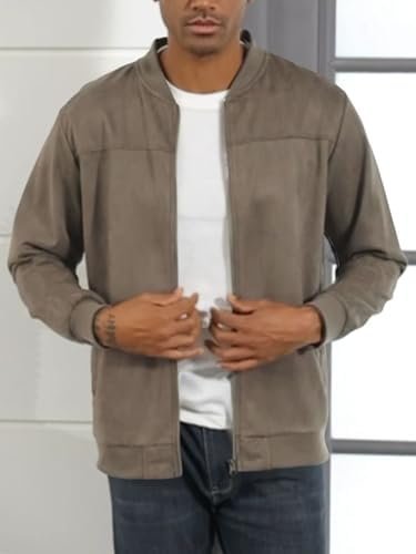 Men's Vintage Lightweight Suede Aviator Jacket Casual Stylis...