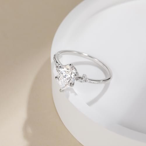 EAMTI 2CT 925 Sterling Silver Engagement Rings Pear Cut Wedd...