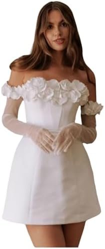 Sheer Tulle Short Wedding Dresses for Bride Elegant A-Line L... Sheer Tulle Short Wedding Dresses for Bride Elegant A-Line L...