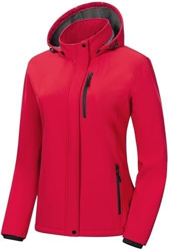 Pursky Women's Softshell Jacket Lightweight Fleece Lined Rai...