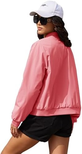 MAGCOMSEN Women's Bomber Jacket Casual Quilted Lined Coat Zi...