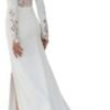 Wedding Dresses for Bride Long Sleeve Boat Neck Button Back ...
