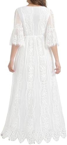 Plus Size Wedding Dress Boho - Maxi Bridal Shower Bohemian F...