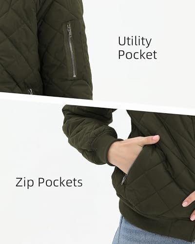 Argstar Women's Quilted Bomber Jakcet with 5 Pockets (XS-XXL...