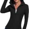 Women's Hooded Athletic Full Zip Workout Jacket With Pockets...