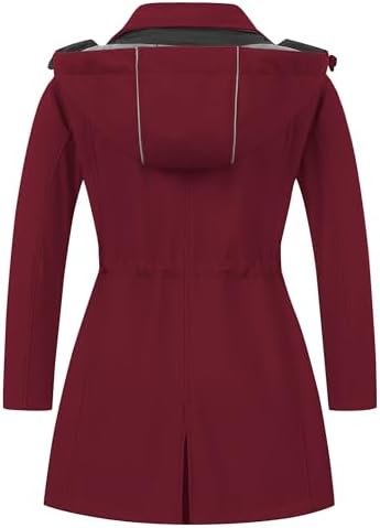 CREATMO US Women's Plus Size Long Softshell Jacket Waterproo...