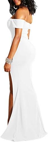 YMDUCH Women's Off Shoulder High Split Long Formal Party Dre...