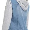 MISS MOLY Women's Layered Drawstring Casual Hoodie Denim Jac...