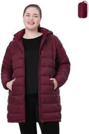Plus Size Women Packable Puffer Jacket 1X-6X Water-Resistant...