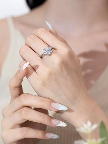 3ct Moissanite Engagement Ring for Women, 10 * 8MM Main Ston...