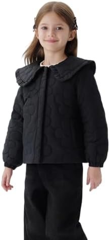 marc & janie Girls Peter Pan Collar Quilted Jacket Long marc & janie Girls Peter Pan Collar Quilted Jacket Long Slee...