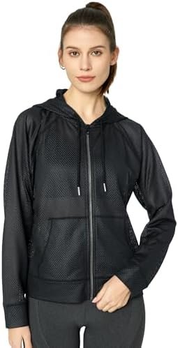 Women's Long Sleeve Mesh Hoody Sheer Hooded Sweatshirt Light... Women's Long Sleeve Mesh Hoody Sheer Hooded Sweatshirt Light...
