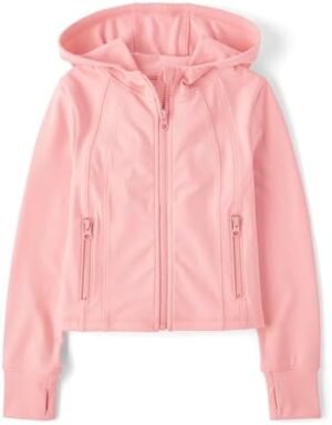 The Children's Place Girls' Active Full Zip Hooded Jacket The Children's Place Girls' Active Full Zip Hooded Jacket